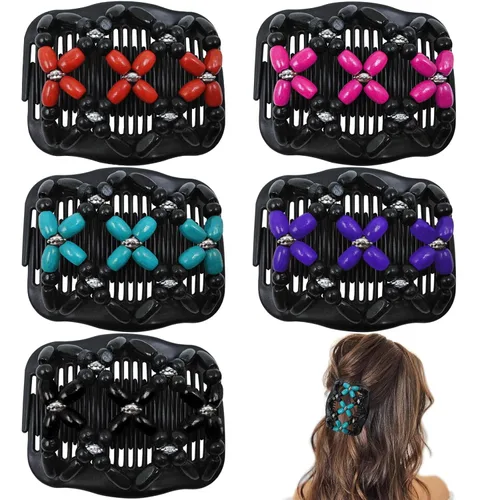 Miniatura 15 de 5 Piezas de Accesorios Mágicos Elásticos para el Cabello: Clips de Peine Elásticos Ajustables, Hacedores de Moños Vintage para Mujeres, Niñas