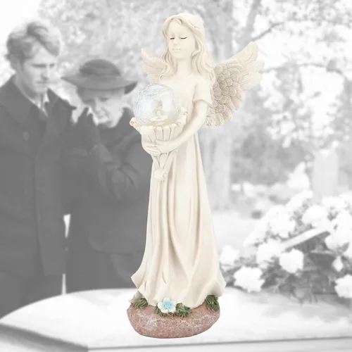 Miniatura 7 de Estatua de ángel para jardín, estatuas solares de jardín de 16.3 pulgadas con luces solares, figuras de ángel, regalos de jardinería para madre