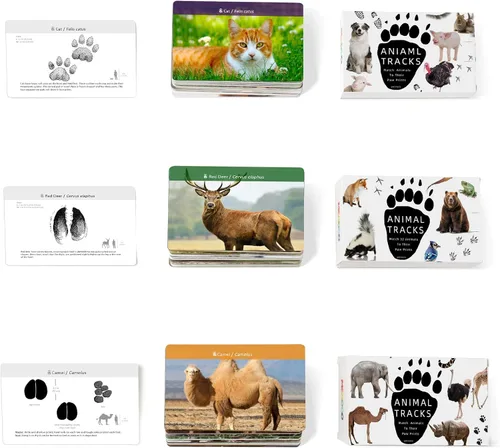 Miniatura 9 de MEROCO Juego de cartas de pistas de animales de safari, juegos de animales de granja, juego de pistas de animales, juguetes educativos