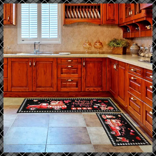 Miniatura 7 de Bencailor 2 alfombras de cocina y tapetes de bienvenida para primavera y verano, antideslizantes, lavables, tapetes decorativos para puerta