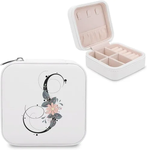 LOKASS Joyero de viaje personalizado con inicial, regalos de dama de honor, organizador pequeño de joyero, día de la madreregalo de cumpleaños para