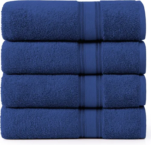 LANE LINEN Juego de 4 toallas de baño 100% algodón (35 x 66 pulgadas), juego de toallas de baño extragrandes de algodón sin torsión, secado rápido,