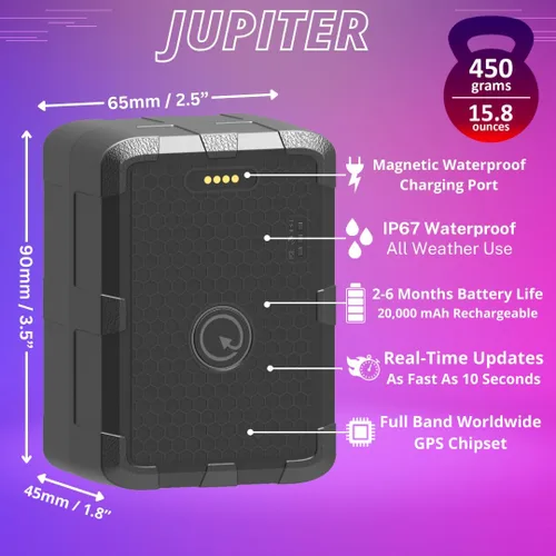Miniatura 2 de PlanetGPS (Júpiter) - Rastreador GPS magnético impermeable para vehículos, rastreador GPS para automóviles y camiones con cobertura mundial