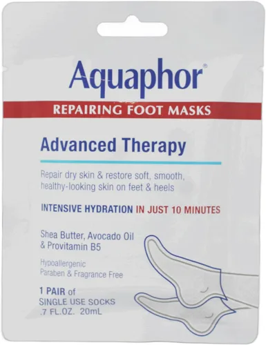 Miniatura 2 de Aquaphor Mascarillas reparadoras para pies, calcetines hidratantes para pies secos, tratamiento hidratante para el cuidado de los pies con aceite