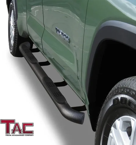 Miniatura 2 de TAC - Estribos laterales para Toyota Tundra 2022-2025, camioneta de doble cabina de 3 pulgadas, textura pesada, estribos negros, barras Nerf, barras