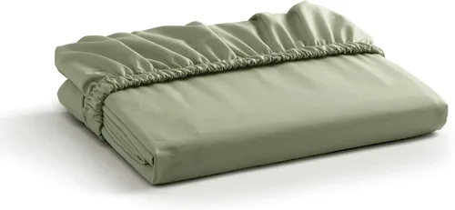 Sábana bajera de 100% algodón percal, tamaño King, verde salvia, 1 sábana bajera con bolsillos profundos, ropa de cama fresca y resistente, 78 x 80