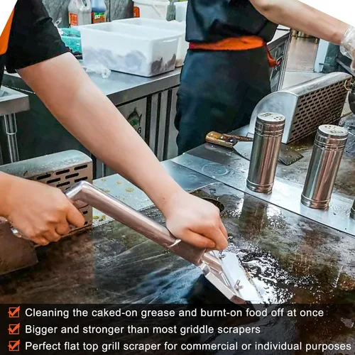 Miniatura 6 de Rascador de parrilla con 7 cuchillas y raspador de parrilla de borde inclinado pequeño, accesorios de parrilla de aluminio fundido resistente