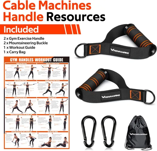 Miniatura 8 de RENRANRING Asas de Ejercicio para Gimnasio, Accesorios de Reemplazo para Poleas de Máquina de Cable, Banda de Resistencia y Entrenador de Fuerza
