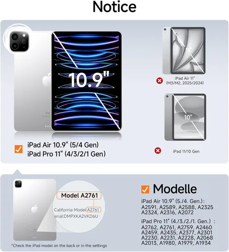 Miniatura 2 de SMARTDEVIL Protector de pantalla para iPad Air 5ª/4ª de 10.9 pulgadas (2022/2020), iPad Pro de 11 pulgadas (2022/2021/2020/2018) con marco de fácil