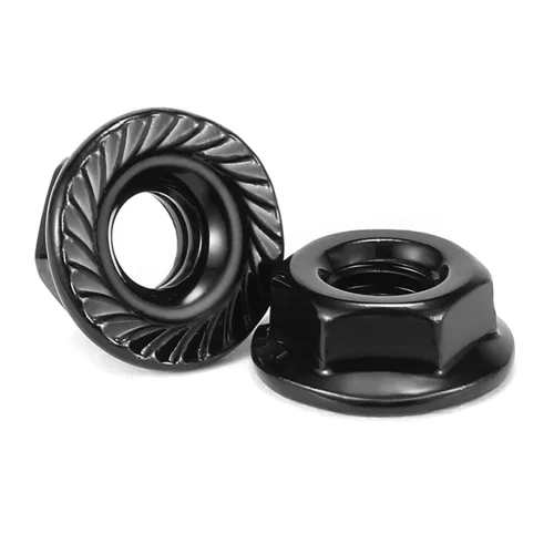 Miniatura 8 de Tuercas hexagonales de brida dentada M5 x 0.031 in, 50 piezas de acero inoxidable 304 18-8, rosca completa, accionamiento hexagonal, acabado Negro