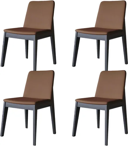 Miniatura 11 de Sillas de comedor tapizadas gruesas, sillas de cocina modernas de madera sólida, sillas de comedor tapizadas de cuero con marco minimalista, muebles