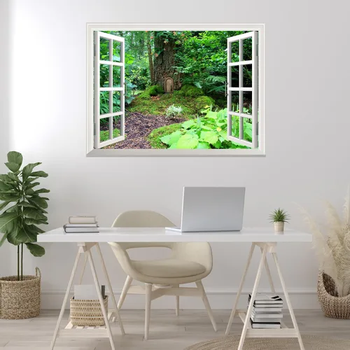Miniatura 35 de Wall26 - Adhesivo para pared / Mural para pared, extraíble, diseño de río en un pueblo tranquilo, decoración para pared, vista creativa de ventana