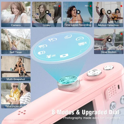 Miniatura 3 de Fansbe Smart Cámara digital, cámara de vlogging 4K con 64 MP, cámaras digitales apuntar y disparar con zoom de 18X, antivibración, dial de modo