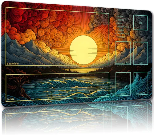 Miniatura 15 de Tapete de juego para MTG con bolsas de almacenamiento gratuitas – 24 x 14 pulgadas tapete de juego para juegos de mesa y juegos de mesa, con zonas