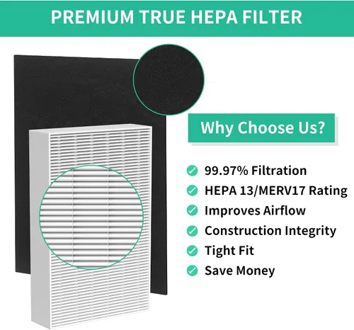 Miniatura 3 de Filtro HEPA HPA300 de repuesto compatible con purificador de aire Honeywell serie HPA300, HPA300, HPA304, HPA8350, HPA300VP, HPA3300b, HPA5300, 3