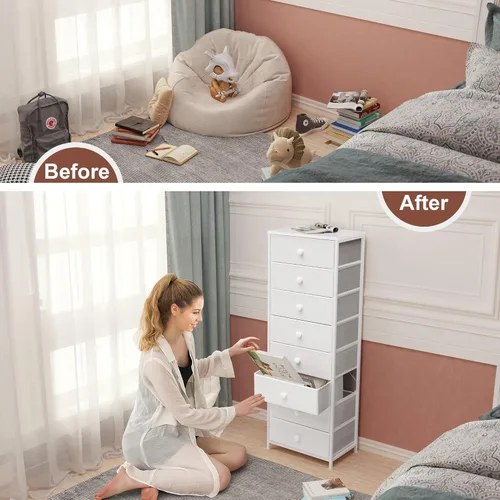Miniatura 8 de Crestlive Products Cómoda alta, torre de almacenamiento Fabirc de 8 cajones, cajoneras - Unidad organizadora vertical para dormitorio, pasillo