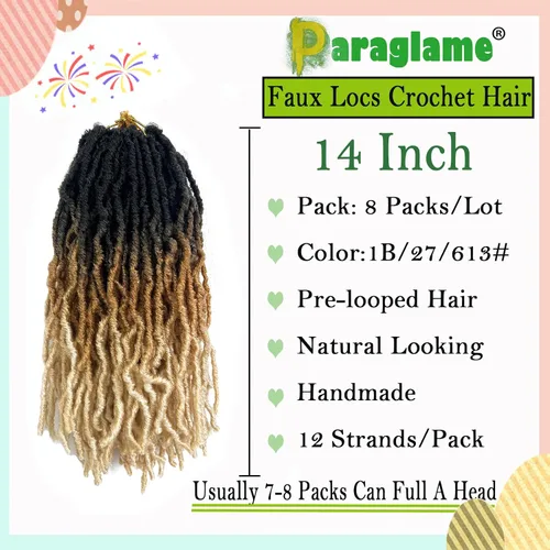 Miniatura 2 de Rastas de pelo sintético ombré, trenzas de ganchillo de 14 pulgadas, 8 paquetes, rastas suaves nuevas, trenzas de ganchillo pre-enrolladas, rastas