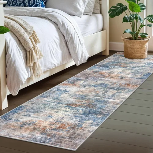 Miniatura 50 de IOHOUZE Alfombra abstracta lavable de 3 x 12 pies para pasillos, antideslizante para cocina, camino de entrada de lana sintética para interiores