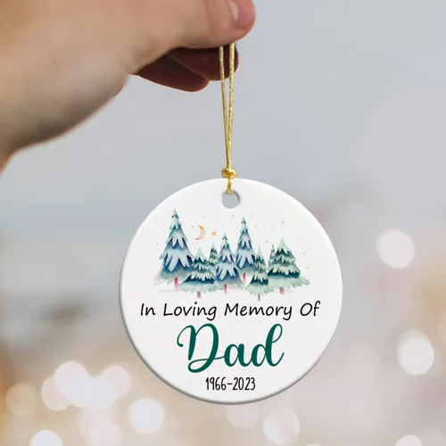 Miniatura 6 de Adorno de cerámica personalizado de Navidad en memoria amorosa de papá, adorno de Navidad personalizado para papá, adorno de recuerdo 2025, regalo