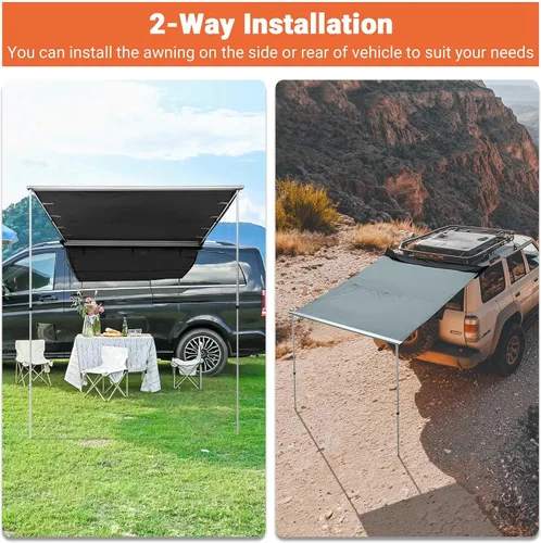 Miniatura 6 de Yescom Toldo para vehículo con revestimiento opaco, 6.6'x8.4' pies, retráctil para rack del techo lateral de automóvil, sombra overlanding para SUV