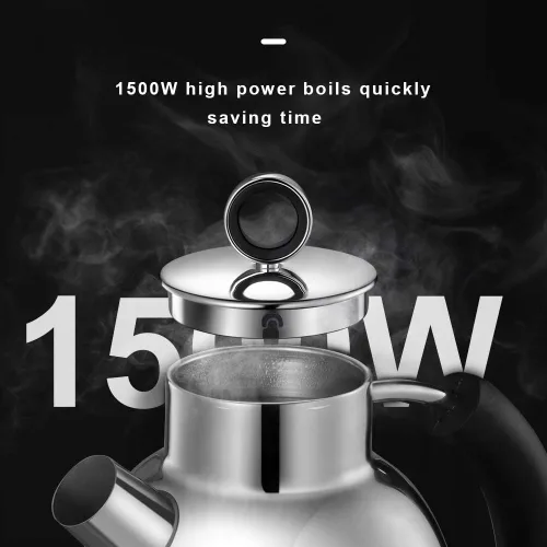 Miniatura 3 de ASCOT Hervidor eléctrico, hervidor de té eléctrico, hervidor de agua caliente, acero inoxidable, 1.5L, 1500 W, calentador de té y agua hirviendo