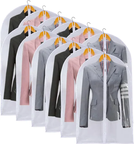 Miniatura 21 de Bolsa de ropa transparente para almacenamiento en el armario, bolsas de vinilo para colgar ropa, bolsas cortas para colgar ropa, fundas de abrigo