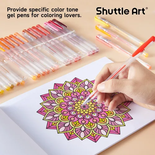 Miniatura 5 de Shuttle Art Paquete de 60 bolígrafos de gel de tono rojo amarillo, 30 bolígrafos de gel rojo, naranja, amarillo, con 30 recambios para adultos