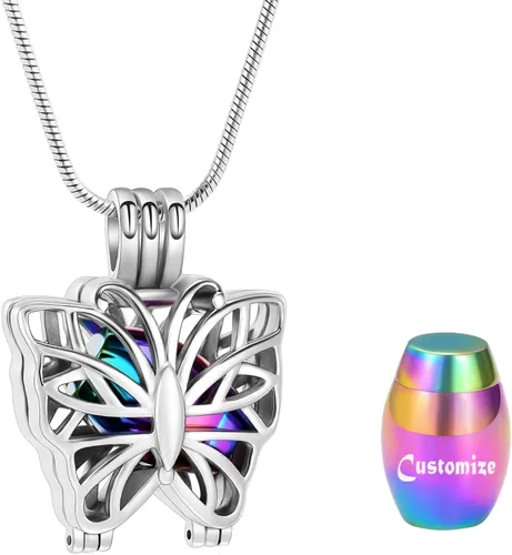 Collar de urna de mariposa para cenizas, colgante de mariposa, collar de recuerdo de cremación para mujer Personalizar