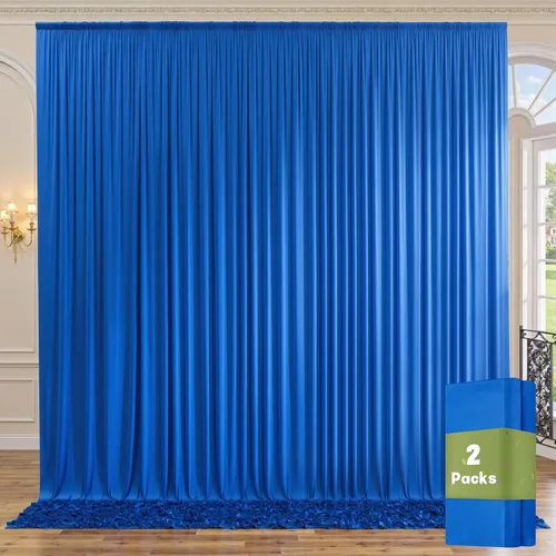 Miniatura 45 de Cortinas de telón de fondo granate de 10 pies x 10 pies sin arrugas para fiestas, 2 paneles de cortinas de telón de fondo de poliéster sedoso