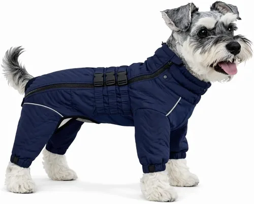 Miniatura 21 de Abrigo cálido para perros de doble capa, chaleco para perros, 4 patas cubiertas, resistente al viento, impermeable, reflectante, gris XS - L