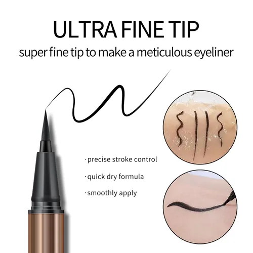 Miniatura 5 de KYDA Delineador de ojos líquido negro, tinte mate natural, punta ultrafina, lápiz delineador de ojos pigmentado duradero, fórmula suave y sedosa