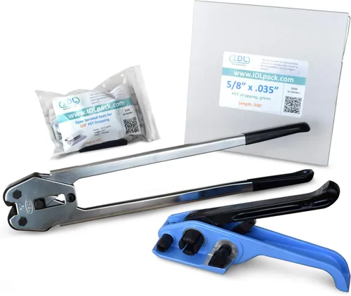 Miniatura 13 de IDL Packaging - PET-B-58-D Kit de flejado de poliéster de 5/8", estándar con dispensador - Todo lo que necesitas para atar un palet