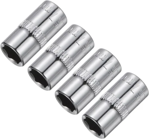 Miniatura 10 de uxcell 4 Pcs 1/4-Inch Drive 0.197 in 6-Point Zócalo poco profundo, métrico, acero con cromado
