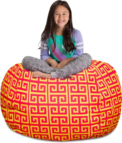 Miniatura 34 de Posh Stuffable - Sillón puff con almacenamiento para niños, contenedor de animales de peluche, organizador de juguetes de niños Lona rayas verde