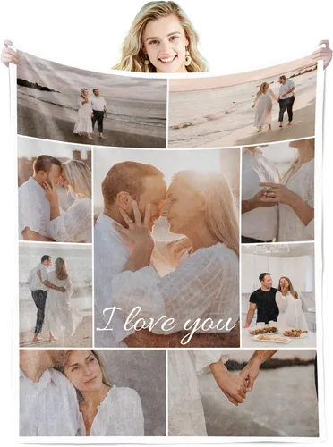 Miniatura 17 de Youltar Regalos personalizados para el día de la madre para mamá, manta de fotos personalizada de hija e hijo, 6 collages de fotos de 30 x 40