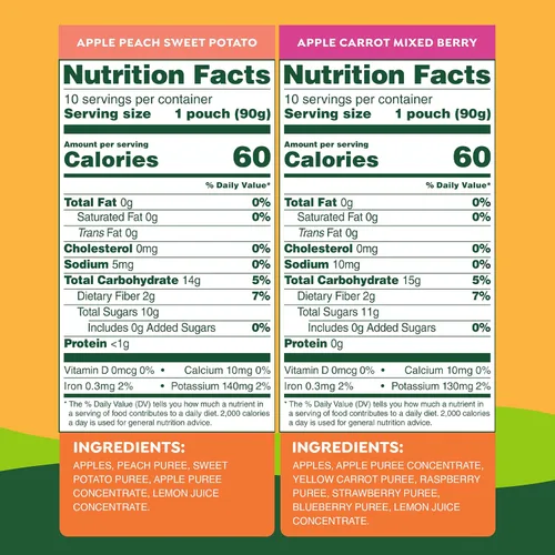 Miniatura 3 de GoGo squeeZ Fruit & veggieZ Paquete variado de puré de manzana y verduras, Pedal Peach y Boulder Berry, 3.2 onzas (paquete de 20), aperitivos sin