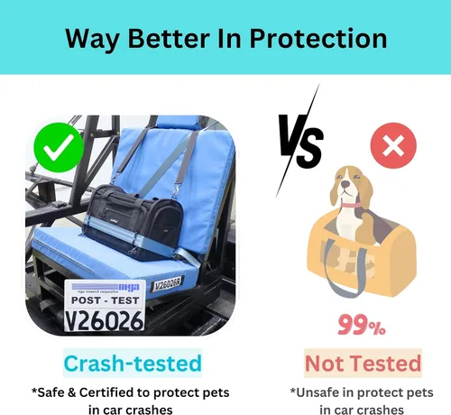 Miniatura 3 de Transportador expandible para gatos y asiento de automóvil para perros pequeños, certificado CPS para protección contra choques y viajes seguros
