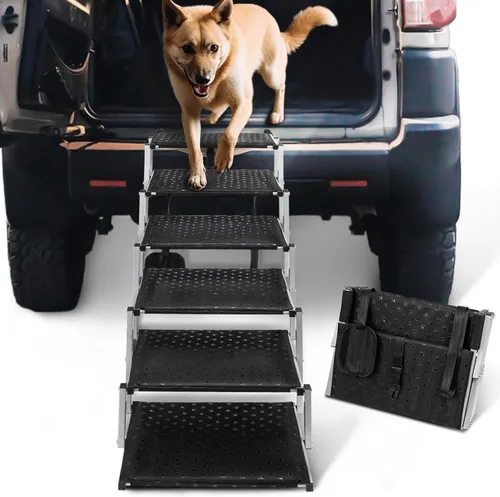 Miniatura 13 de Escaleras para perros para automóvil: rampas plegables para perros grandes con superficie antideslizante, escalones portátiles para perros
