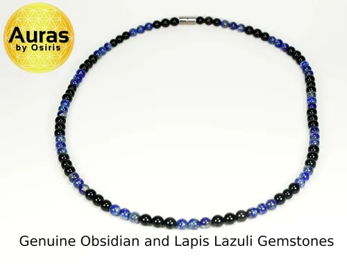 Miniatura 40 de Collar de cristal de obsidiana negra hecho a mano, collar de cuentas de piedras preciosas naturales auténticas, curación, protección, talismán mala