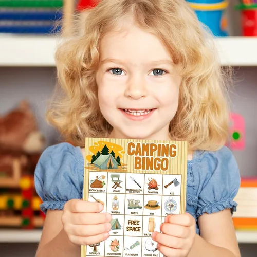 Miniatura 5 de Fancy Land Juego de bingo de camping para niños 24 jugadores al aire libre fiesta campamento actividades de aventura suministro