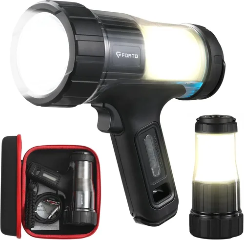 Miniatura 11 de FORTO Foco de mano de 3000 lúmenes, luz LED de largo alcance de 1400 pies con 120 horas de funcionamiento, linterna impermeable recargable IPX8