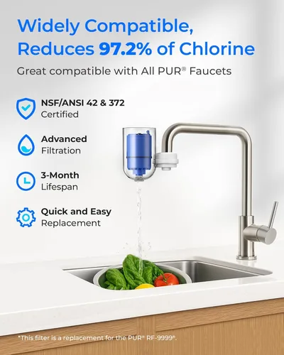 Miniatura 2 de Reemplazo de filtro Waterdrop para todos los sistemas de filtración de grifo PUR®, PUR®Plus, filtro de agua para grifo Pur® RF-9999®, certificado