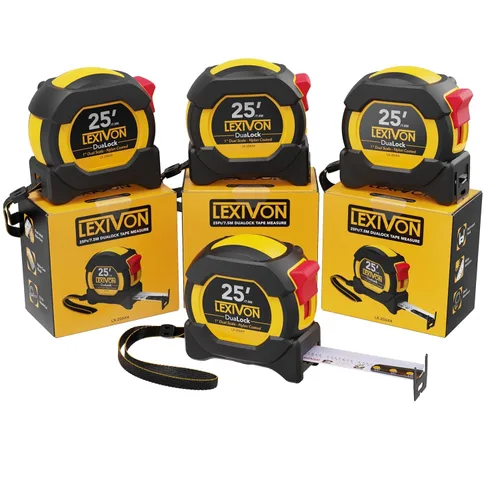 Miniatura 11 de LEXIVON [2-Pack] Cinta métrica DuaLock de 25 pies/7,5 m Cuchilla de 1 pulgada de ancho con revestimiento de nailon, acabado mate blanco y amarillo