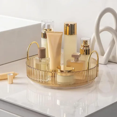 Miniatura 17 de INVSSENE - Organizador de maquillaje giratorio de 360°, soporte giratorio para baño, estante de almacenamiento para cosméticos de gran capacidad, se
