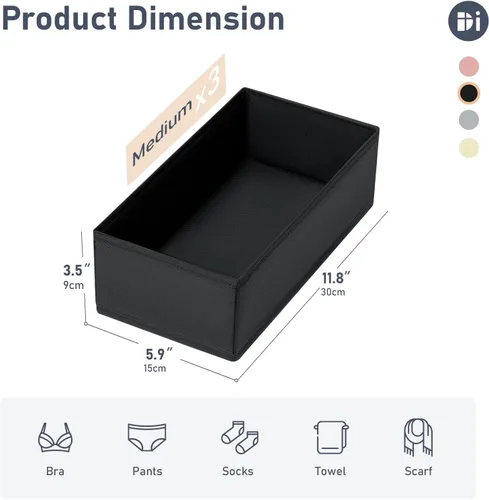 Miniatura 5 de DIMJ Organizador de cajones – Juego de 3 organizadores de ropa pequeña, divisores de cajones para ropa de bebé, ropa interior, calcetines, brasier
