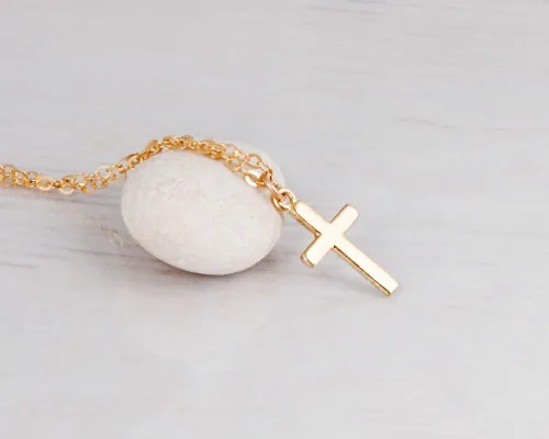 Miniatura 6 de Collar de cruz de oro para mujer, collares con colgante de cruz minimalista, longitud de 16 a 18 pulgadas, joyería cristiana hecha a mano, regalo