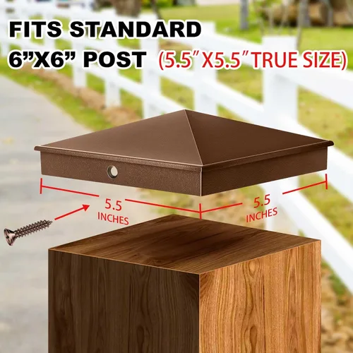 Miniatura 2 de Dunzy 1 tapa de aluminio pirámide de 6 x 6 pulgadas, cubiertas decorativas para postes de valla, funciona solo para fundas de metal de madera reales