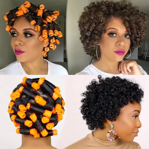 Miniatura 8 de Juego de 100 varillas rizadoras de cabello – Rodillos de plástico de onda fría para peinado de cabello natural, largo o corto – Herramientas