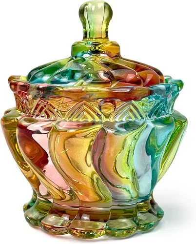 Miniatura 30 de Frasco de vidrio para caramelos de Navidad con relieve de lujo, con tapas, para joyas, tarros de caja de joyería small crown