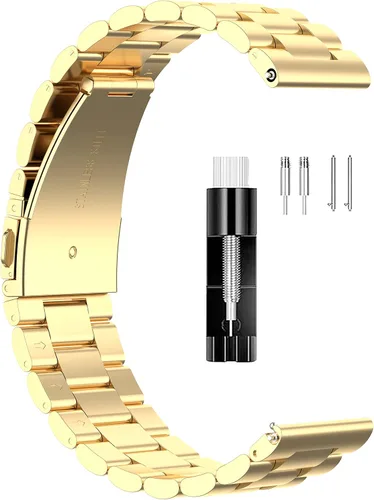 Miniatura 11 de FitTurn Correas compatibles con MAXTOP/GRV - Correa de reloj de acero inoxidable de metal de repuesto clásico duradero con hebilla de metal